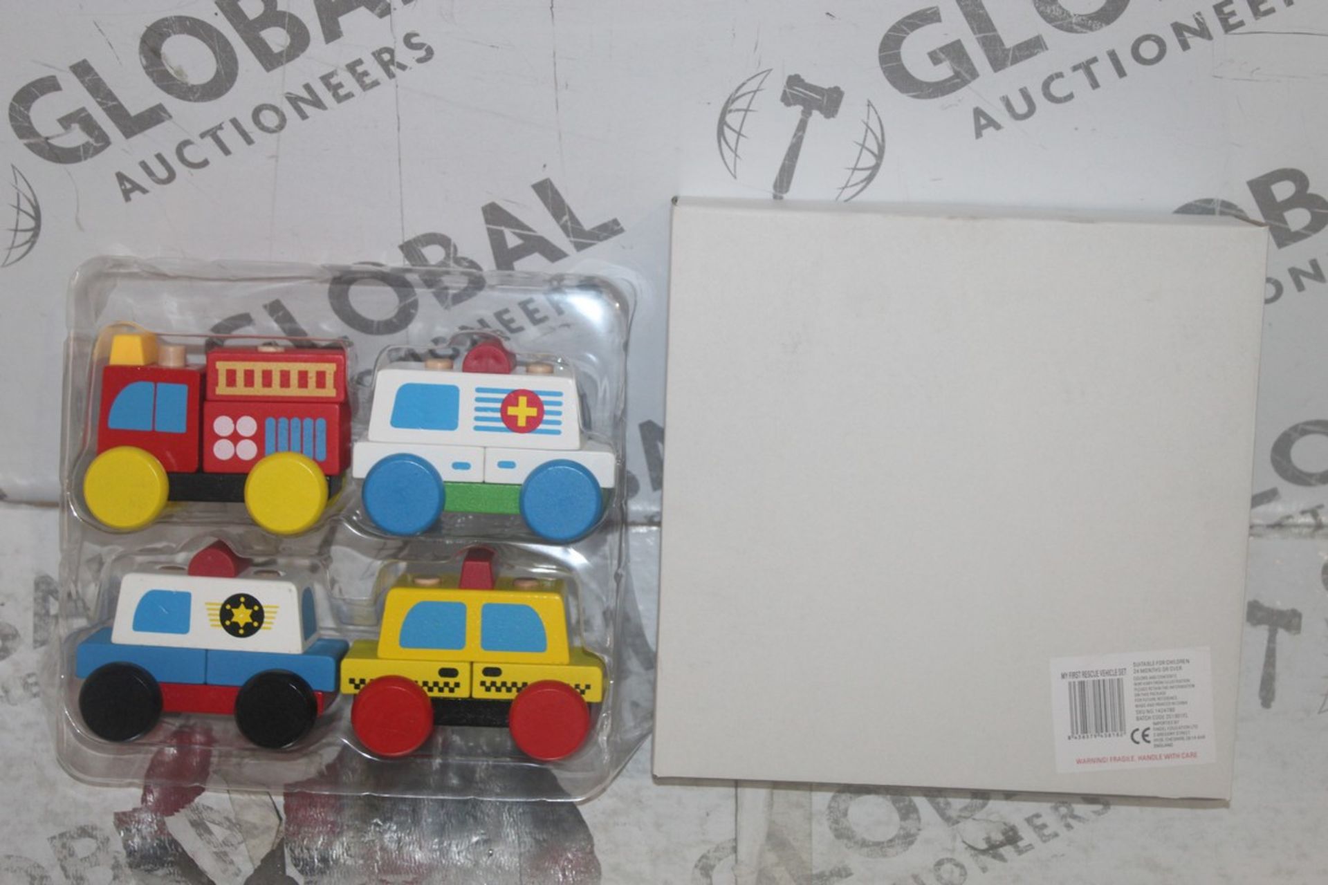 Boxed Brand New Set Of 4 Wooden My First Ememergency Vehicles Push Along Childrens Toys RRP £20 Each