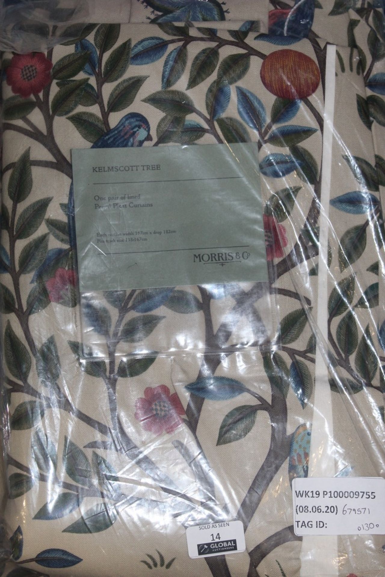 Pair Of Morris & Co Kelmscott Tree Pencil Pleat Headed Designer Curtains RRP £130 (679571) (Pictures