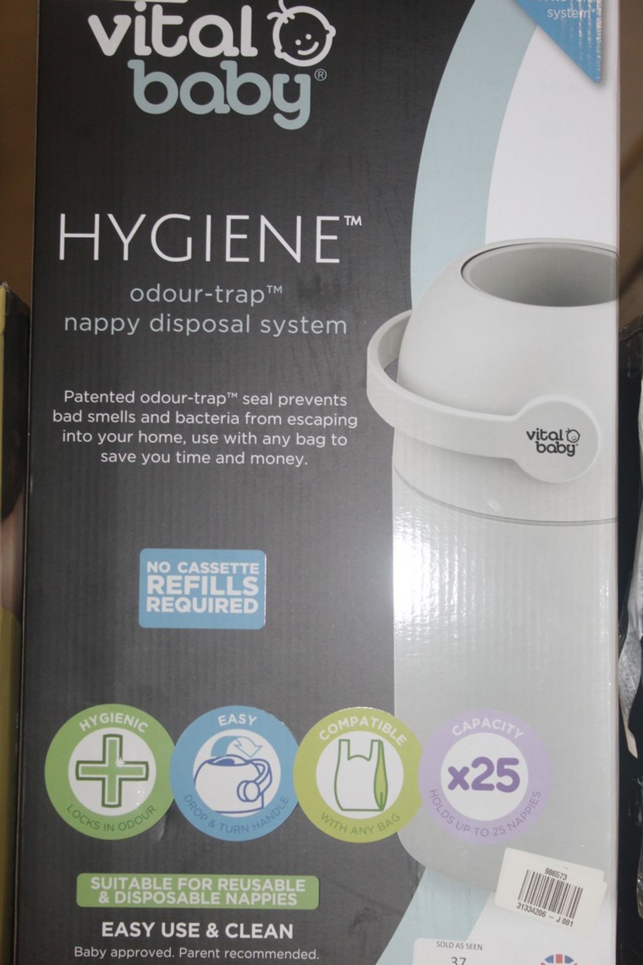 Boxed Vital Baby Hygeine Odor Trap Nappy Disposal System RRP £45 (211986573) (Appraisals Available