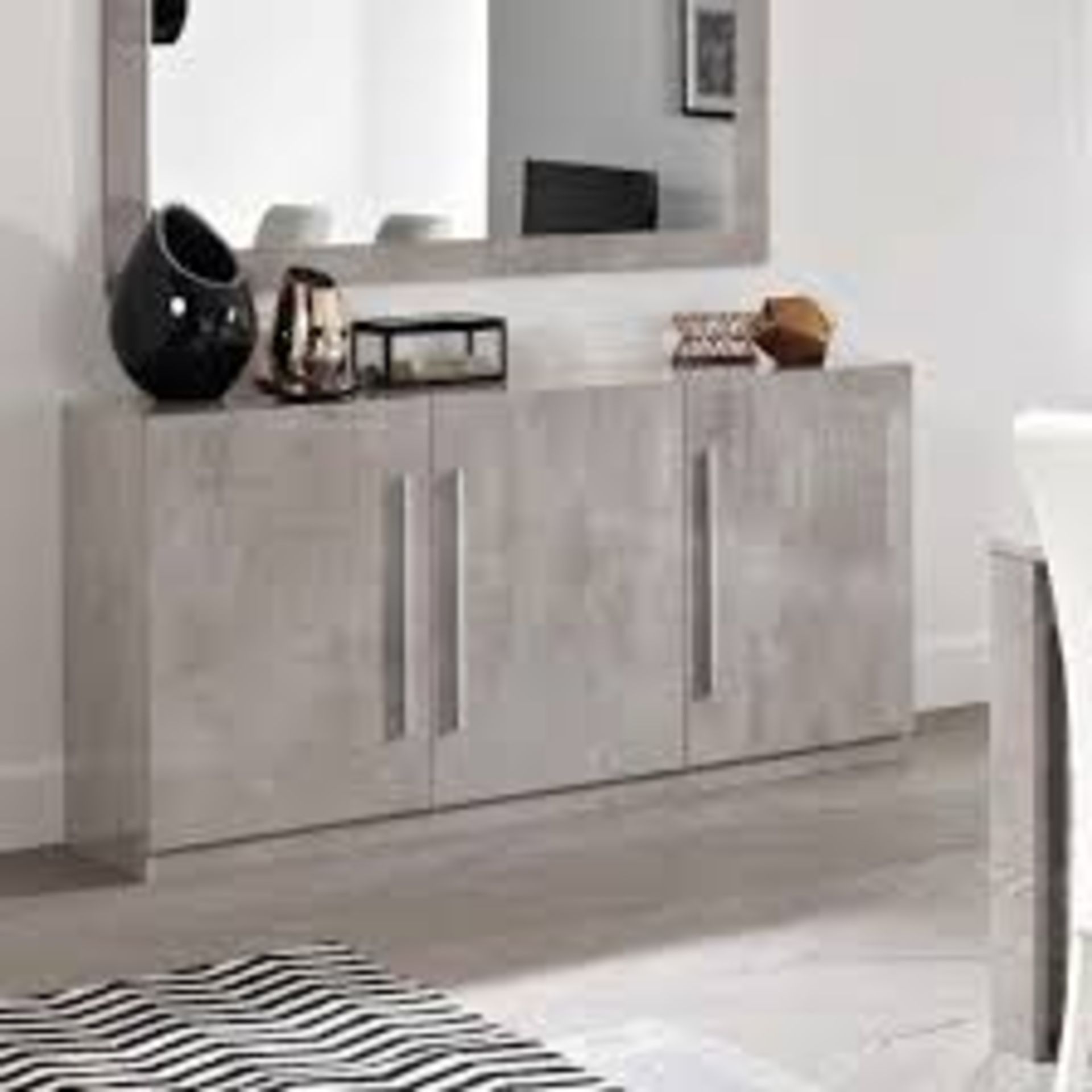 Boxed Breta Large Grey 4 Door Sideboard RRP £700 (Pictures Are For Illustration Purposes Only) (