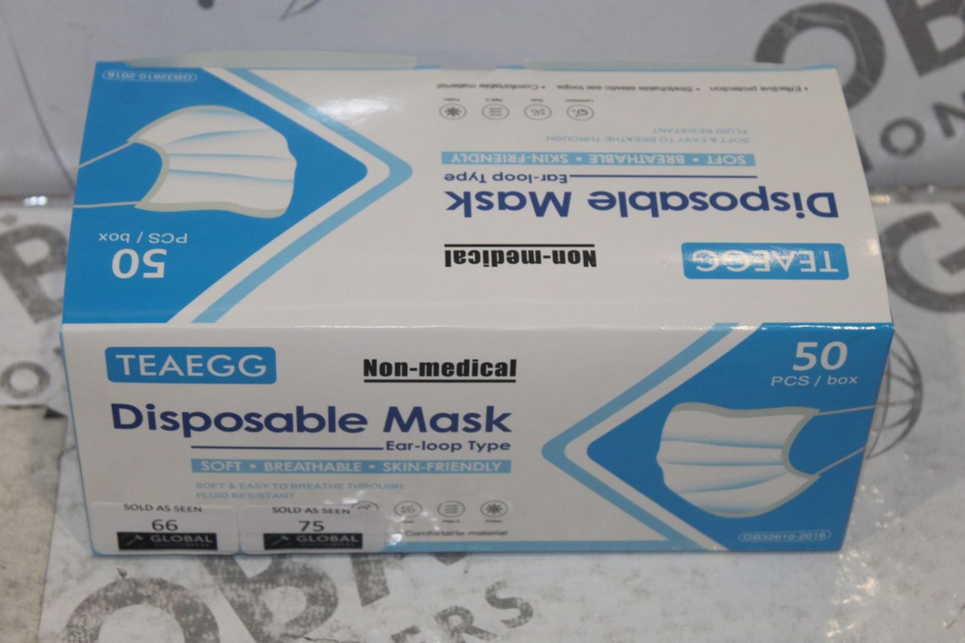 Brand New Pack Of 50 Teaegg Non Medical Ear Loop Type Soft Breathable Skin Friendly Disposable Masks