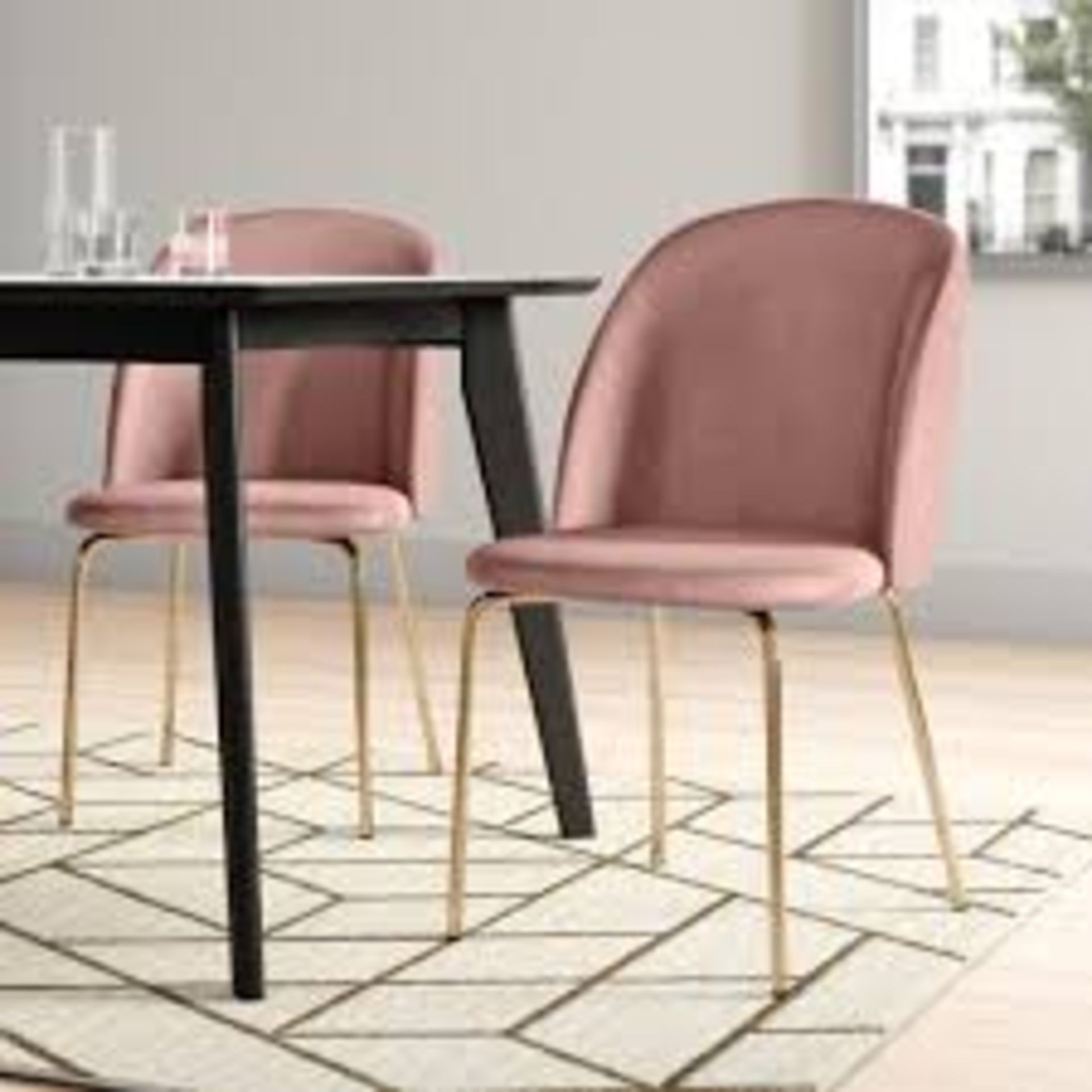 Boxed Marisol Leyland Pink Upholstered Dining Chairs RRP £85 (18100) (Pictures Are For