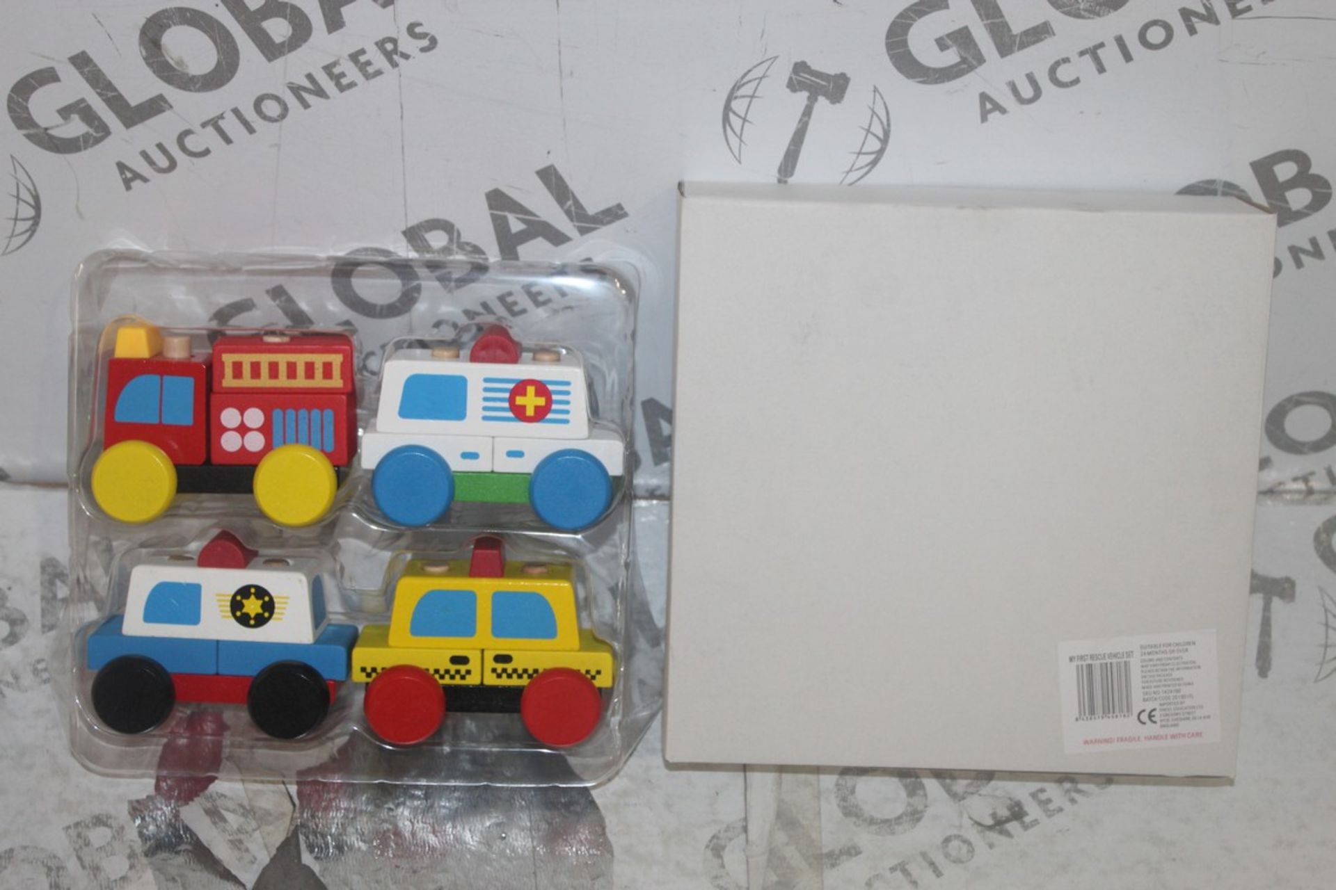 Boxed Brand New Set Of 4 Wooden My First Ememergency Vehicles Push Along Childrens Toys RRP £20 Each