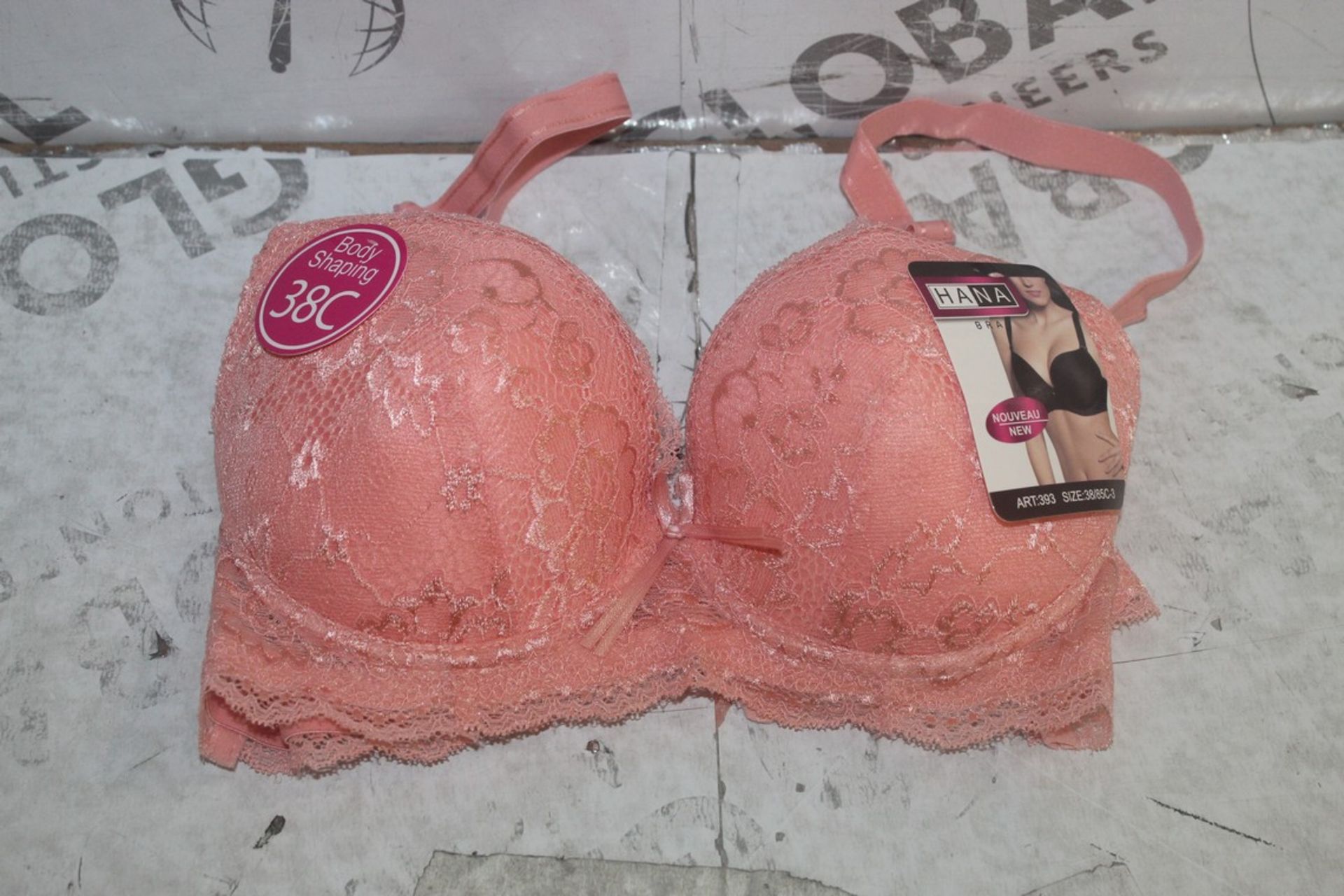 Lot To Contain 3 Packs Of 6 Peach Hana 393 Ladies Bra's Sizes To Include 38C , 40C, 42C, 44C, 46C,