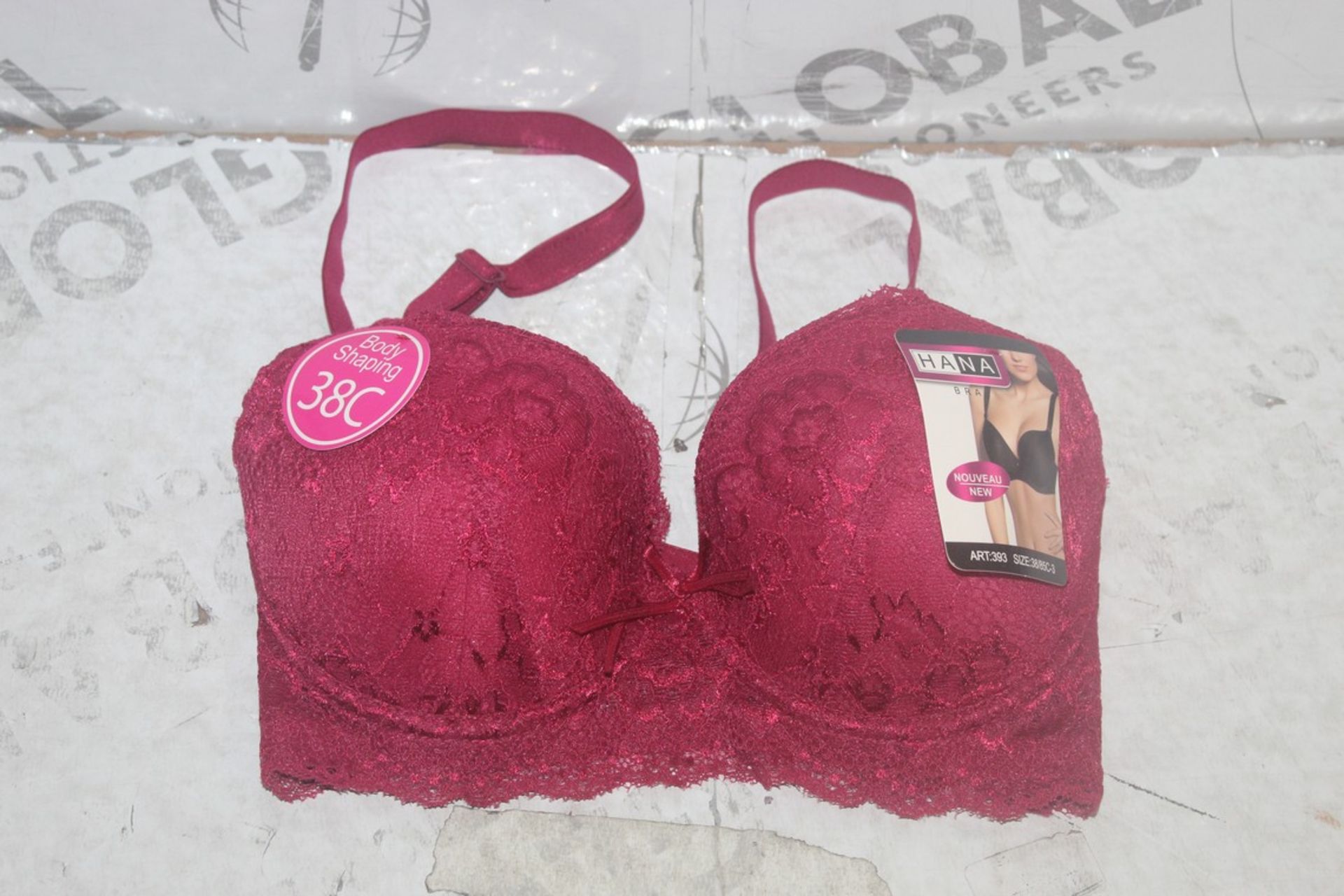 Lot To Contain 3 Packs Of 6 Burgundy Hana 393 Ladies Bra's Sizes To Include 38C , 40C, 42C, 44C,