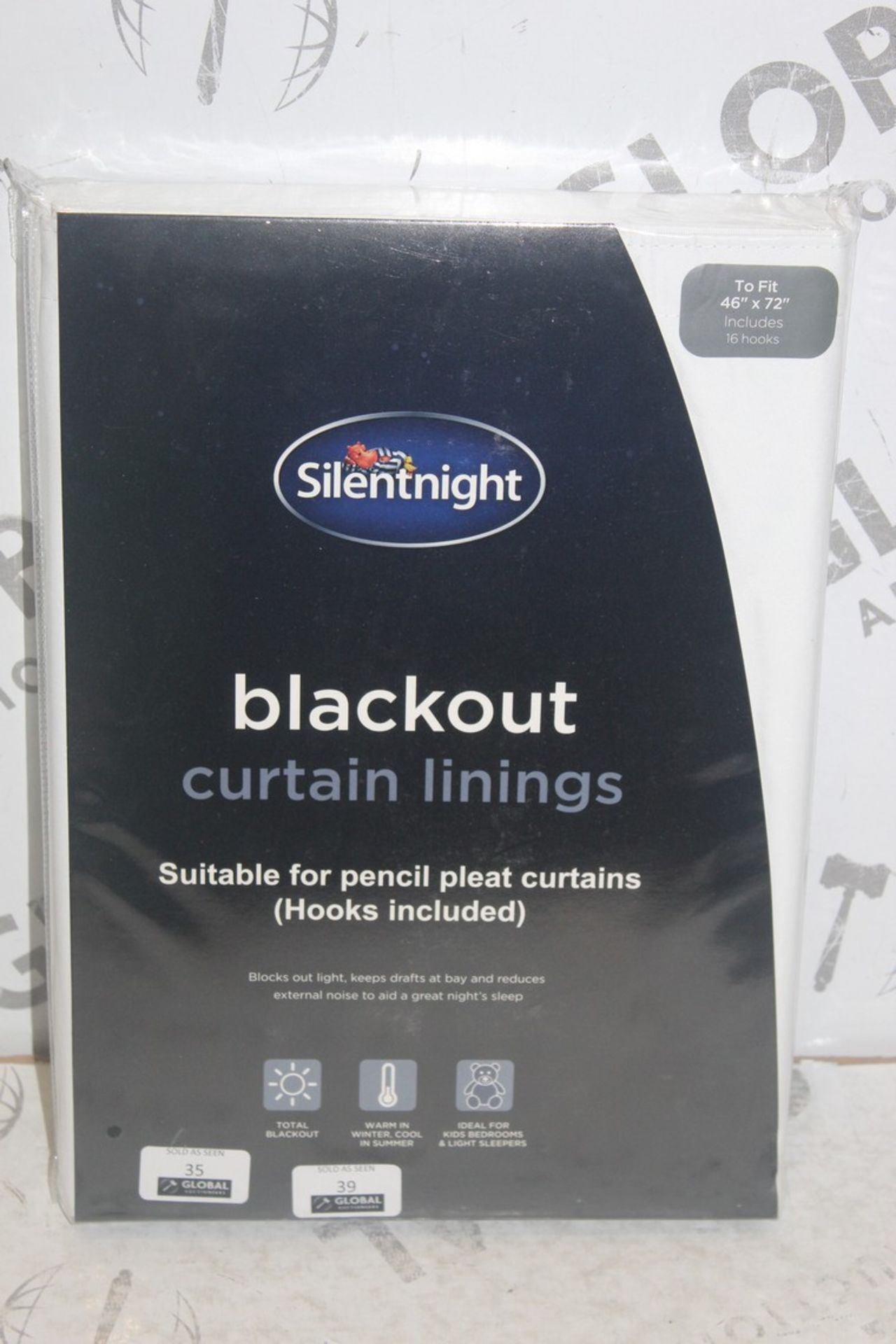 Brand New Pair Of Silent Night 46 x 72" Curtain Blackout Linings RRP £68 (Pictures Are For