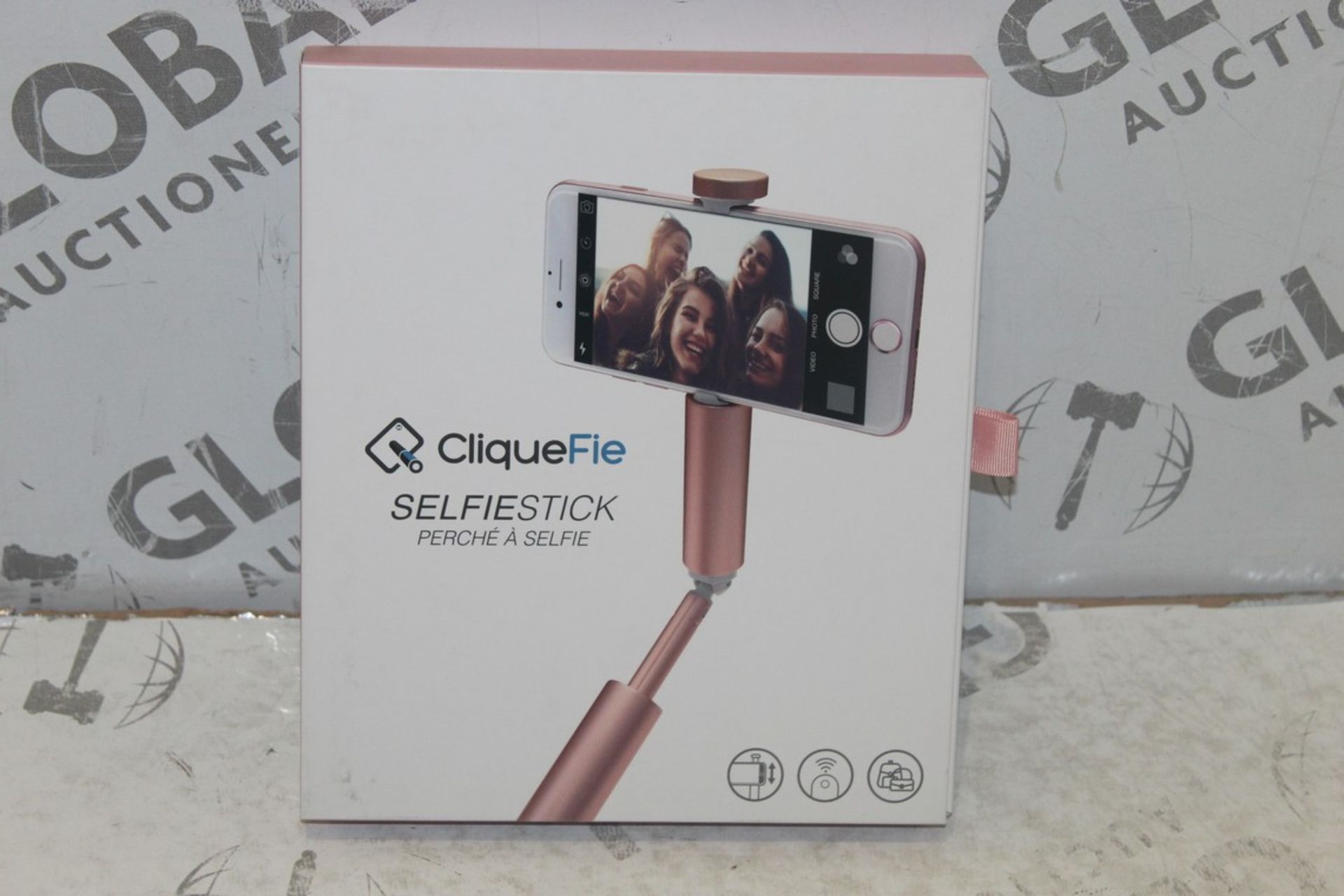 Lot To Contain 3 Boxed Cliquefie Selfie Sticks In Rose Gold Combined RRP £105 (Pictures Are For