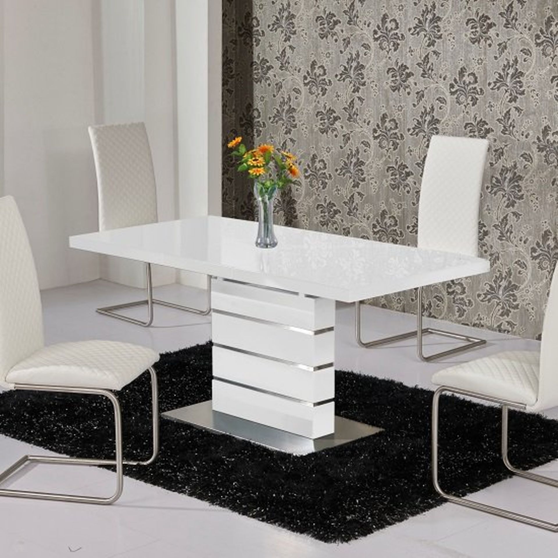 Boxed Parini 120/160X80X76CM White Dining Table RRP £660