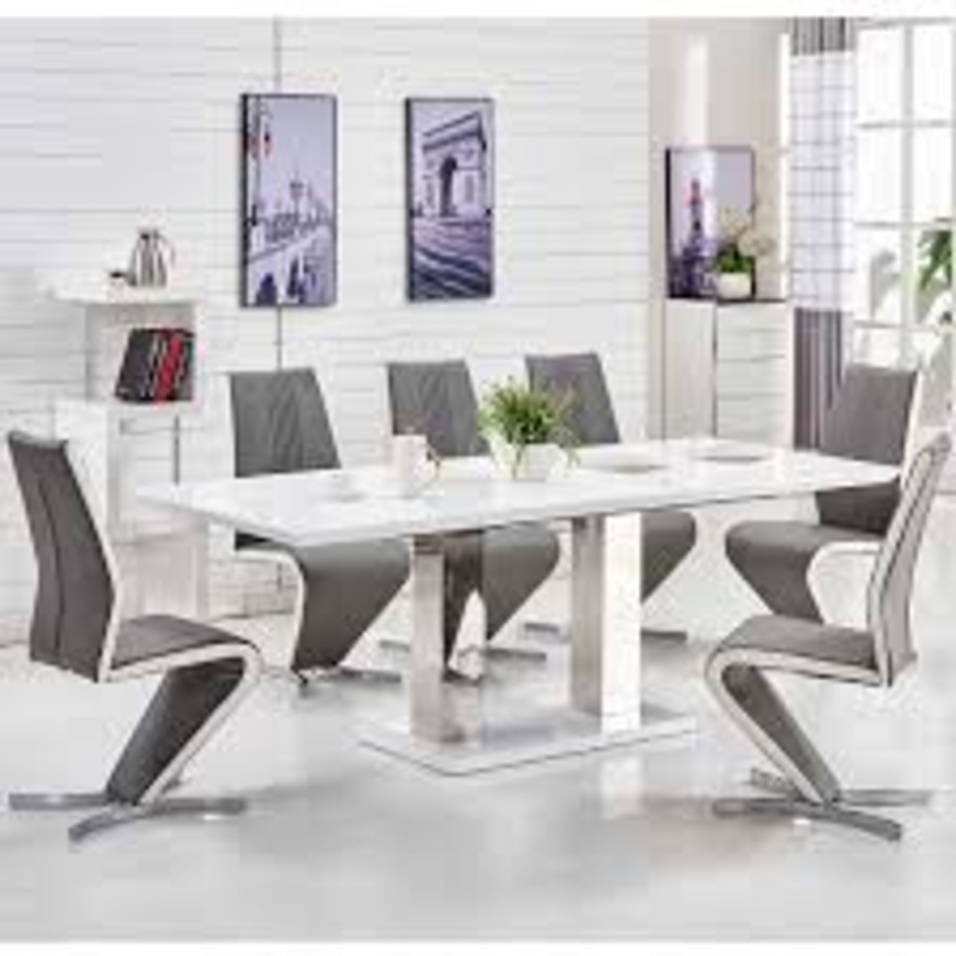 Boxed Monton 180/220X90X76CM Extending Table In White RRP £735 (CHAIRS NOT INCLUDED)