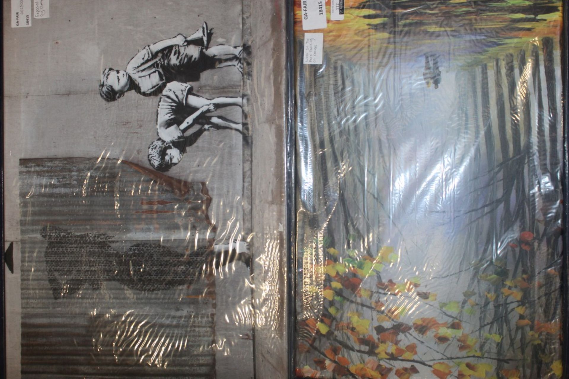 Lot To Include 2 Items To Include Walk In The Park Painting On Canvas & Exposed Kids By Banksy