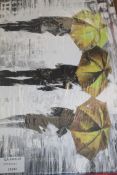 Lot To Contain 2 Bright Umbrella Yellow & Red Canvas Wall Art Picture RRP £60 (14571) (Pictures