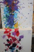 Lot To Contain 2 Multi Colour Splash Rain Drops Canvas Wall Art Paintings Combined RRP £105 (