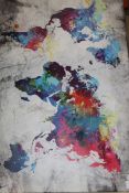 World Map Grey Style Graphic Print Multicoloured RRP £75 (18415) (Pictures Are For Illustration
