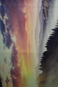Large Framed Sunset Mountain Canvas Wall Art Picture RRP £100 (18415)