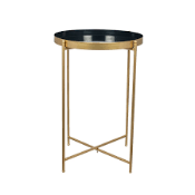Boxed Pacific Lighting Small Circular Hempel Glass & Gold Metal Side Table RRP £60 (14571) (Pictures