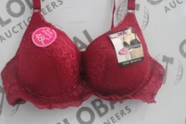 Lot To Contain 3 Packs Of 6 Burgundy Hana 2842 Ladies Bra's Sizes To Include 38C , 40C , 42C ,