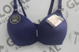 Lot To Contain 3 Packs Of 6 Blue Hana 2842 Ladies Bra's Sizes To Include 38C , 40C , 42C , 44C,