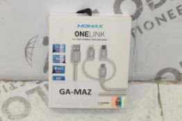 Lot To Contain 10 MOMAX 1 Link 3 In 1 Fast Charge Sync USB Cables Assorted Colours Combined RRP £250