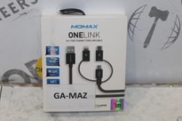Lot To Contain 8 MOMAX 1 Link 3 In 1 Fast Charge/Sync USB Cables Combined RRP £200 (Pictures Are For