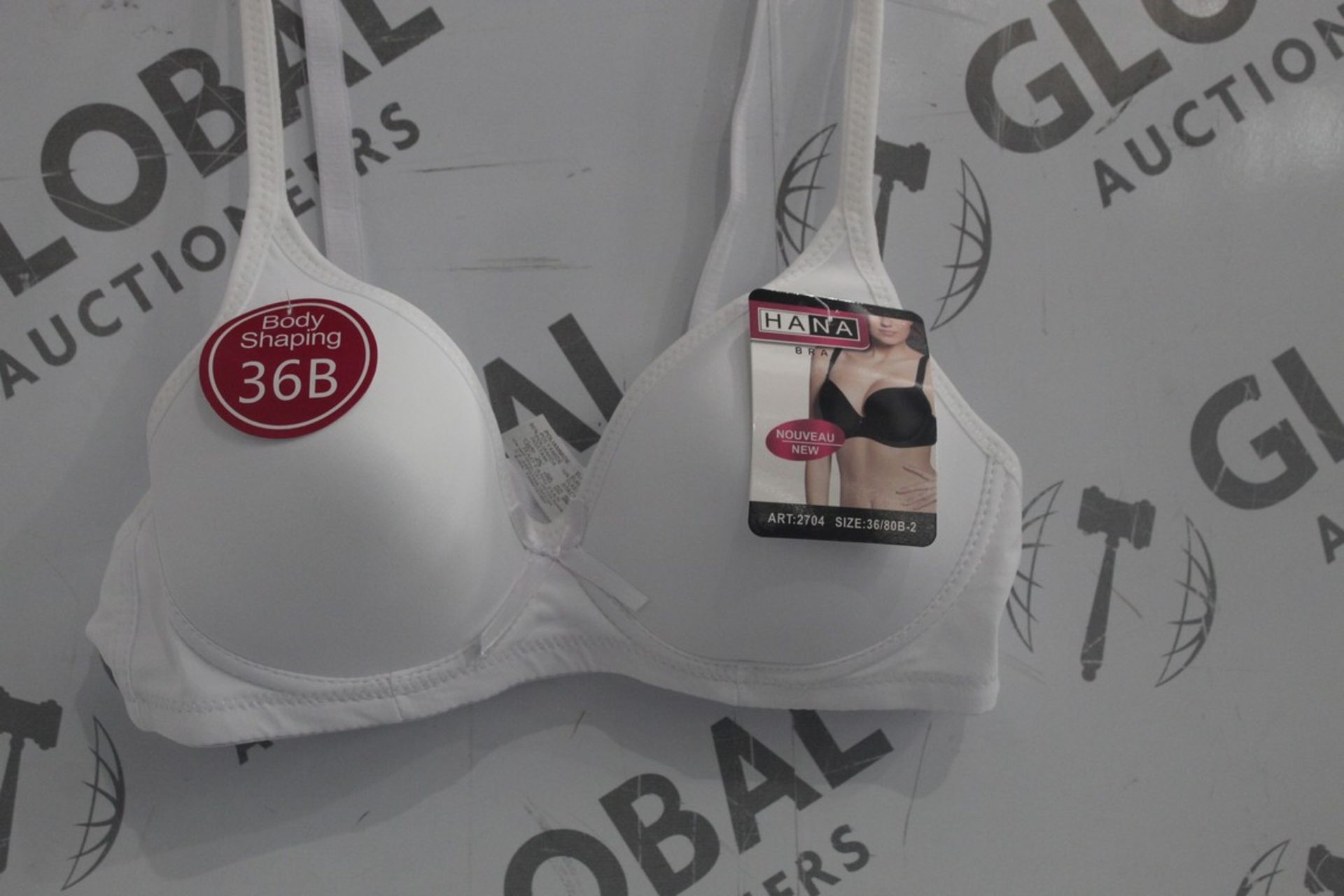 Lot To Contain 3 Packs Of 6 White Hana 2704 Ladies Bra's Sizes To Include 36B , 38B , 40B , 42B ,