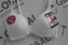 Lot To Contain 3 Packs Of 6 White Hana 2704 Ladies Bra's Sizes To Include 36B , 38B , 40B , 42B ,