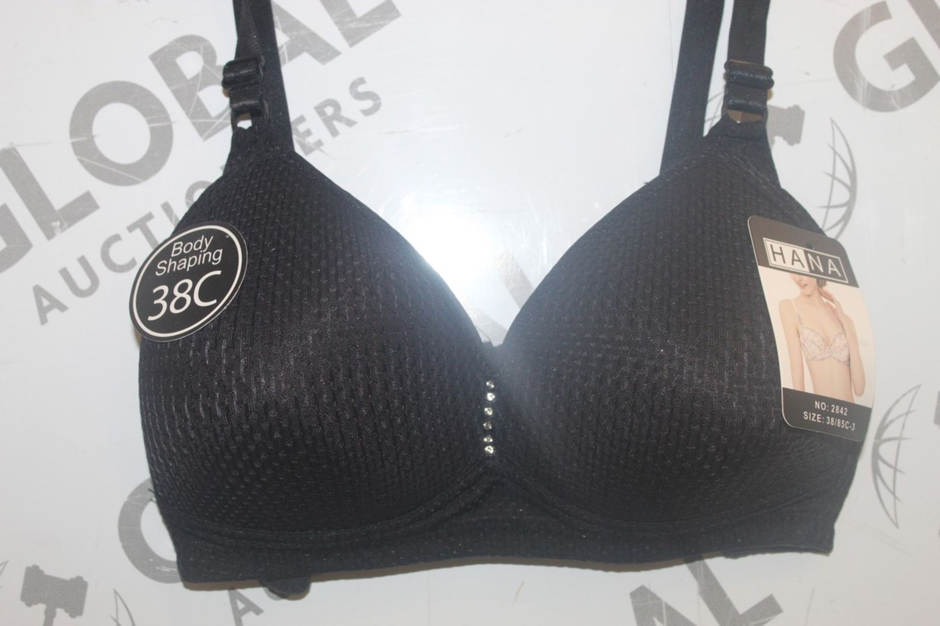 Lot To Contain 3 Packs Of 12 Black Hana 1508 Ladies Bra's Sizes To Include 42D , 44D , 46D , 48D ,