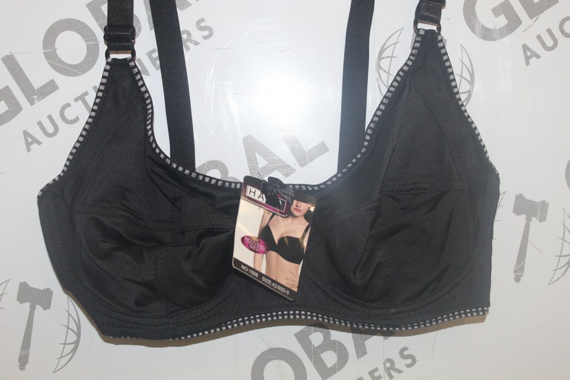 Lot To Contain 3 Packs Of 12 Black Hana 1508 Ladies Bra's Sizes To Include 42D , 44D , 46D , 48D ,