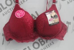 Lot To Contain 3 Packs Of 6 Burgundy Hana 2842 Ladies Bra's Sizes To Include 38C , 40C , 42C ,