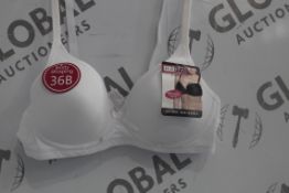 Lot To Contain 3 Packs Of 6 White Hana 2704 Ladies Bra's Sizes To Include 36B , 38B , 40B , 42B ,