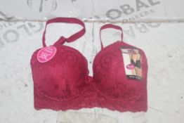 Lot To Contain 3 Packs Of 6 Burgundy Hana 393 Ladies Bra's Sizes To Include 38C , 40C, 42C, 44C,