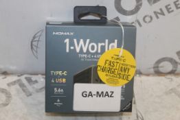 Lot To Contain 5 Momax 1 world Type C + 4 USB Travel Adapter Combined RRP £150 (Pictures Are For