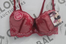 Lot To Contain 3 Packs Of 6 Burgundy Hana H6583 Ladies Bra's Sizes To Include 38B , 40 B , 42B , 44B