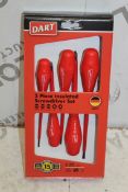 Lot to Contain 3 Brand New 5 Piece Insulated Screwdriver Sets RRP £90 (Appraisals Are Available Upon