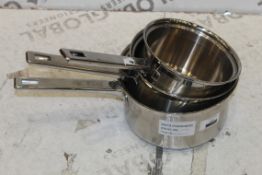 Stainless Steel John Lewis 3 Piece Saucepan Set RRP £110 (813411) (Pictures Are For Illustration