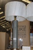 Boxed Pair of Safavieh Grey Crocodile Skin Effect Table Lamps RRP £135 (17179) (Untested Customer