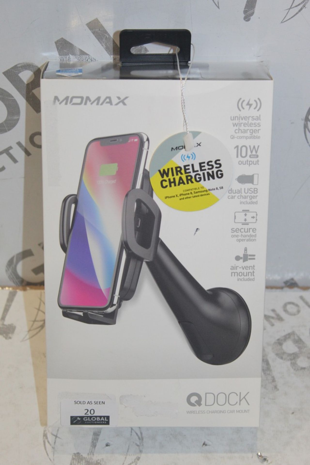 Lot To Contain 2 Boxed MO Max Wireless Charging Car Mounts Combined RRP £80