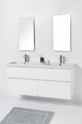APHRAM 1400mm Wall Hung Double Vanity Cabinet RRP £1150 (Appraisals Are Available Upon Request)(