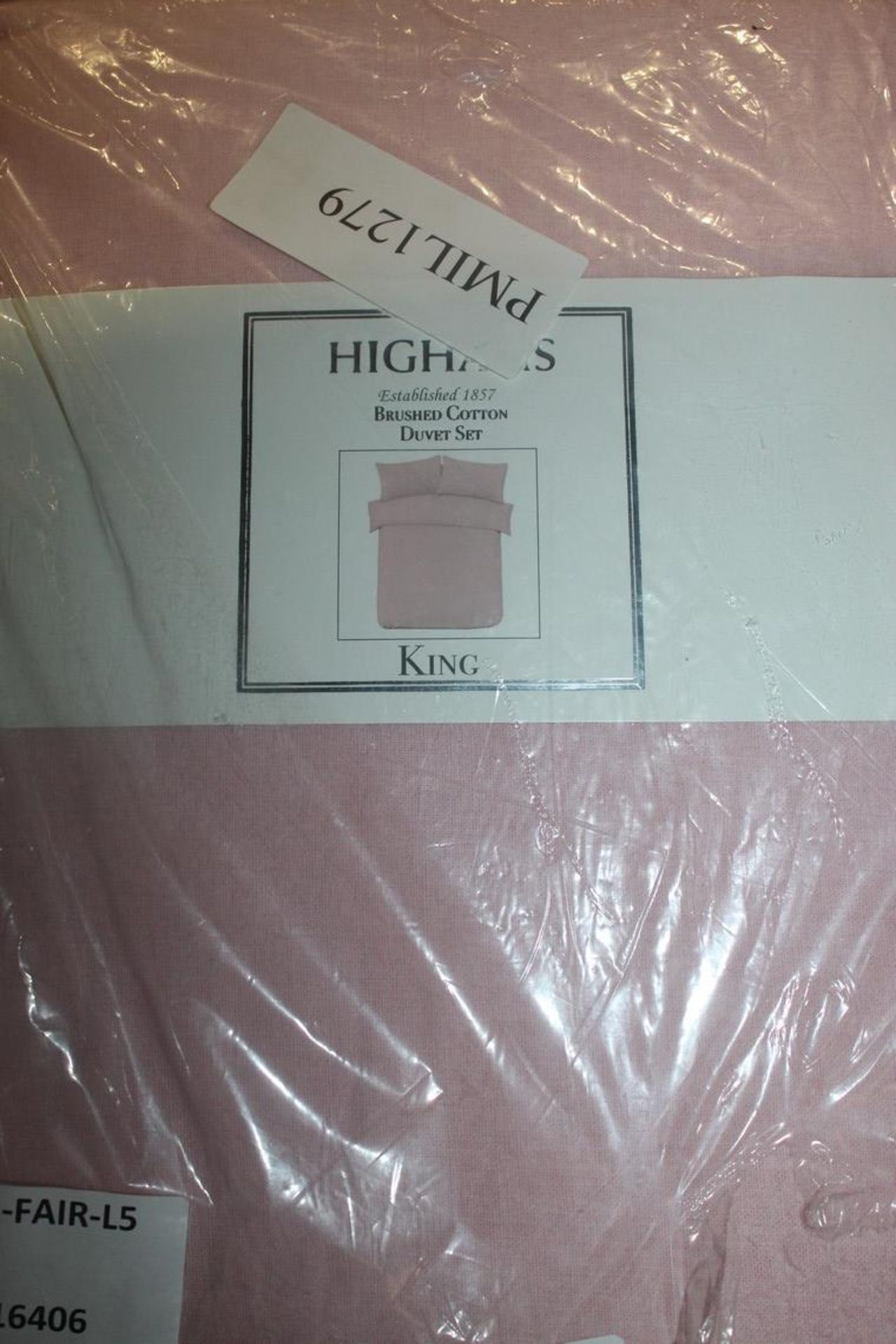 Bagged Higham's Brushed Cotton King Size Duvet Set in Pink RRP £50 (16406) (Appraisals Are Available