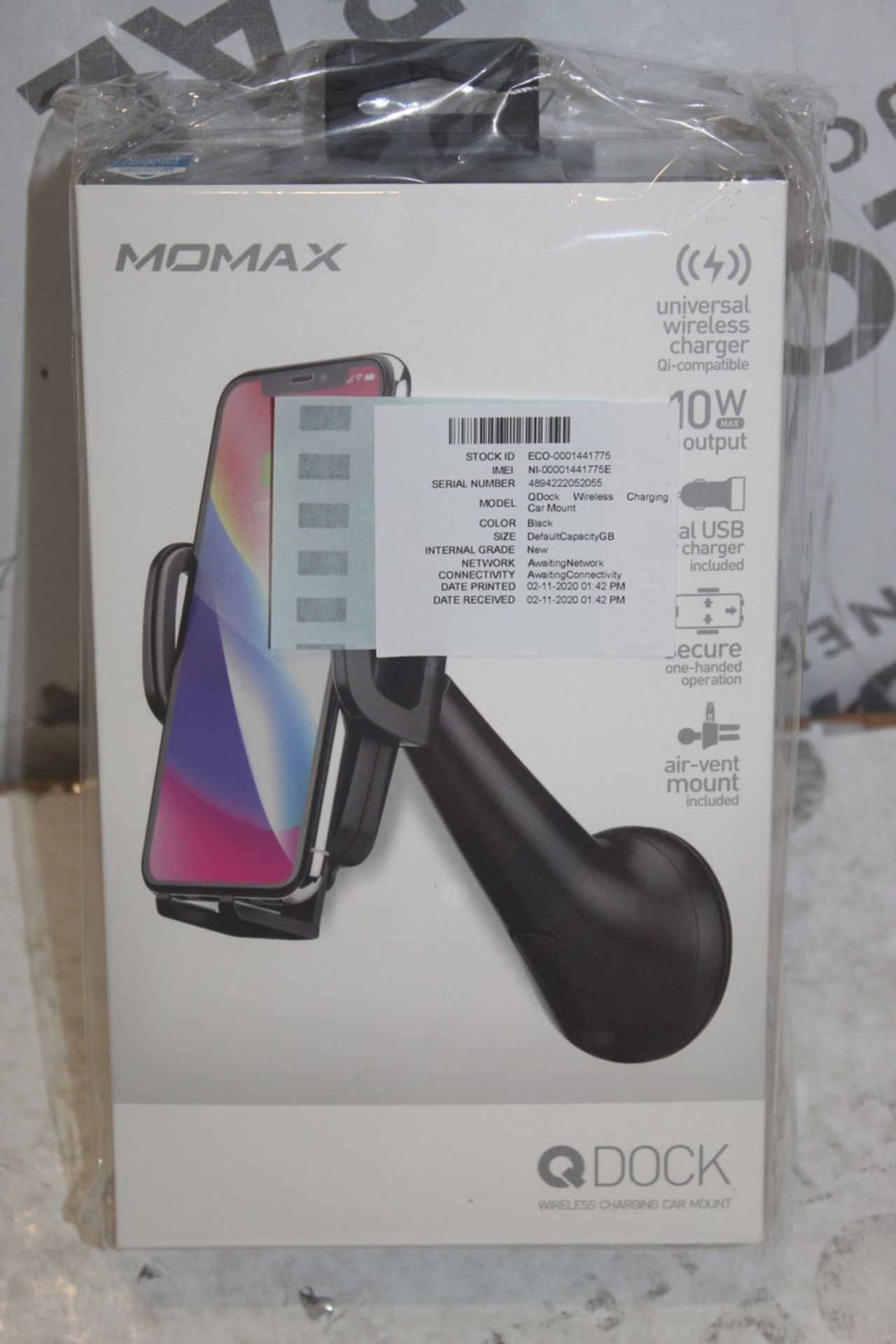 Boxed Momax Hugh Doc Wireless Charging Car Mounts RRP £50 (Appraisals Are Available Upon Request)(