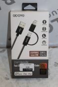 Lot To Contain 2 Odoyo 2 In 1 Metallic Fast Sync USB Cables Made For Iphone Ipads Or Ipods