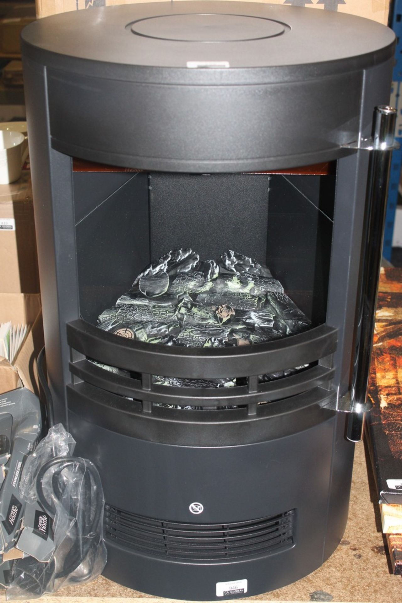 Boxed HomCom Cylinder Real Flame Effect Electric Stove RRP £120 (Appraisals Are Available Upon