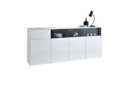 Boxed Haven Sideboard In White With 4 Gloss Front Doors RRP £305 (427638) 202.90 x 86.50 x 41.