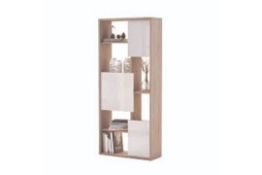 Boxed Colarado Brushed Oak Bookcase With 3 Doors In White Gloss RRP £160 (254923) 79.40cm x 29.9cm x