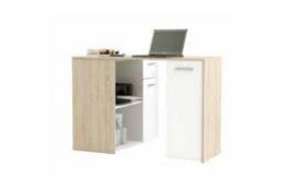 Boxed Saturn Rotating Computer Desk In Brushed Oak And Pearl White RRP £95 (360834) (Dimensions