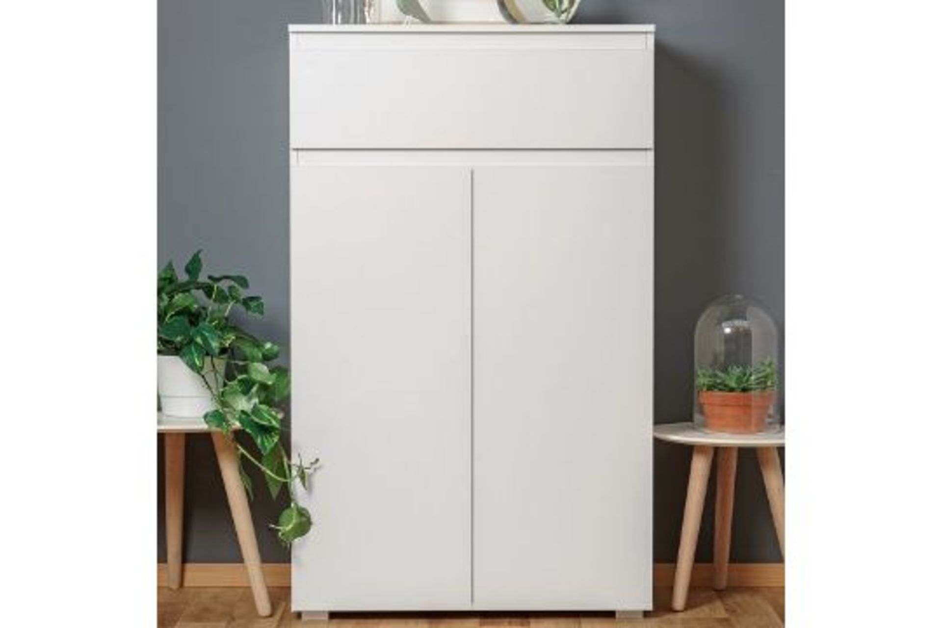 Boxed Hilary Wooden Shoe Storage Cupboard In White RRP £170 (Pictures Are For Illustration