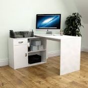 Boxed 17 Stories Reiban L Shaped Desk In White RRP £130 (1001) (Pictures Are For Illustration
