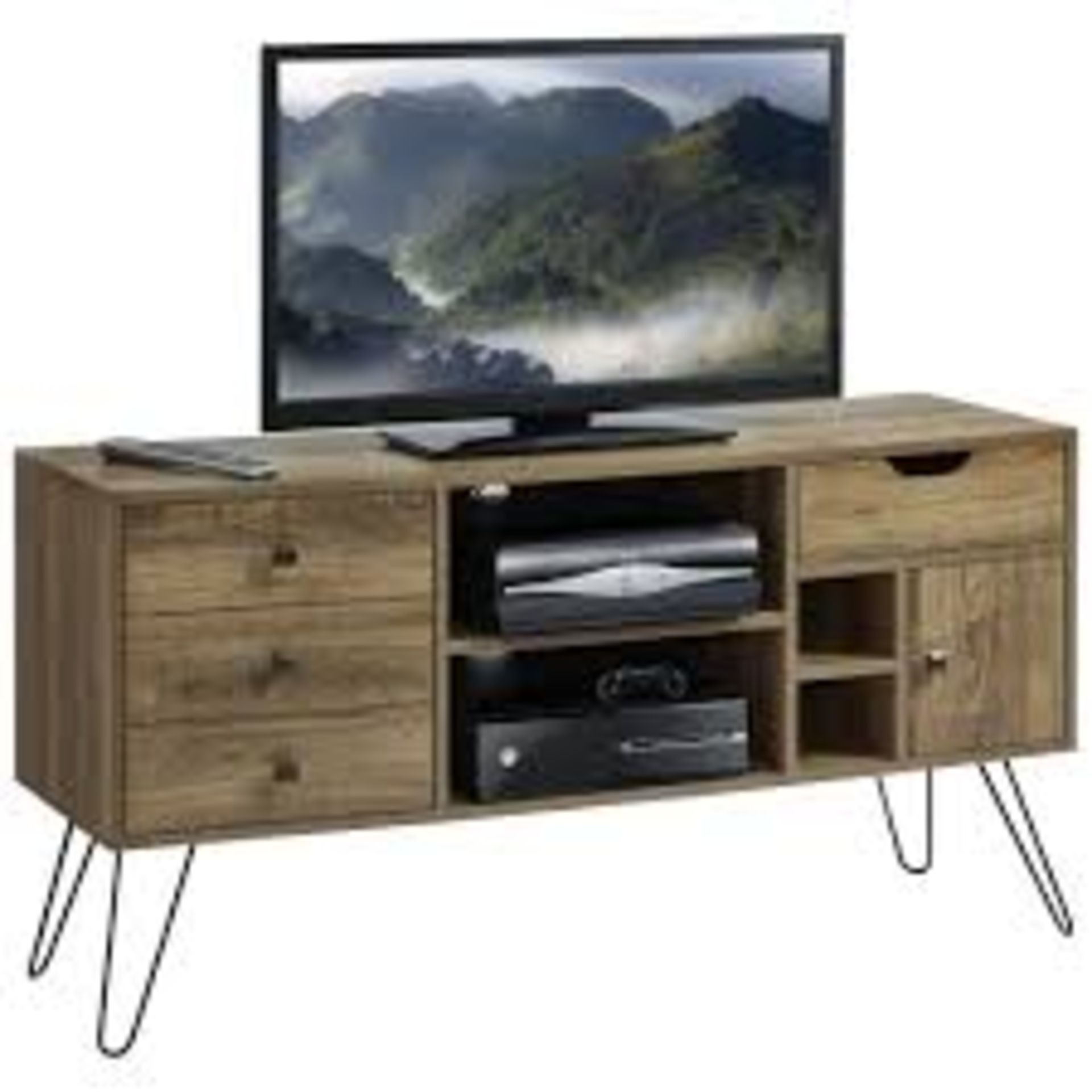 Boxed Williston Forge TV Stand Media Unit With Hairpin Legs RRP £160 (1627) (Pictures Are For