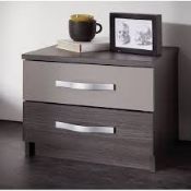 Boxed Cheeseman 2 Drawer Designer Bedside Table RRP £75 (1001) (Pictures Are For Illustration