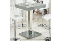 Boxed Topaz 80X80X110CM High Grey Gloss Bar Table RRP £235 (Pictures Are For Illustration Purposes