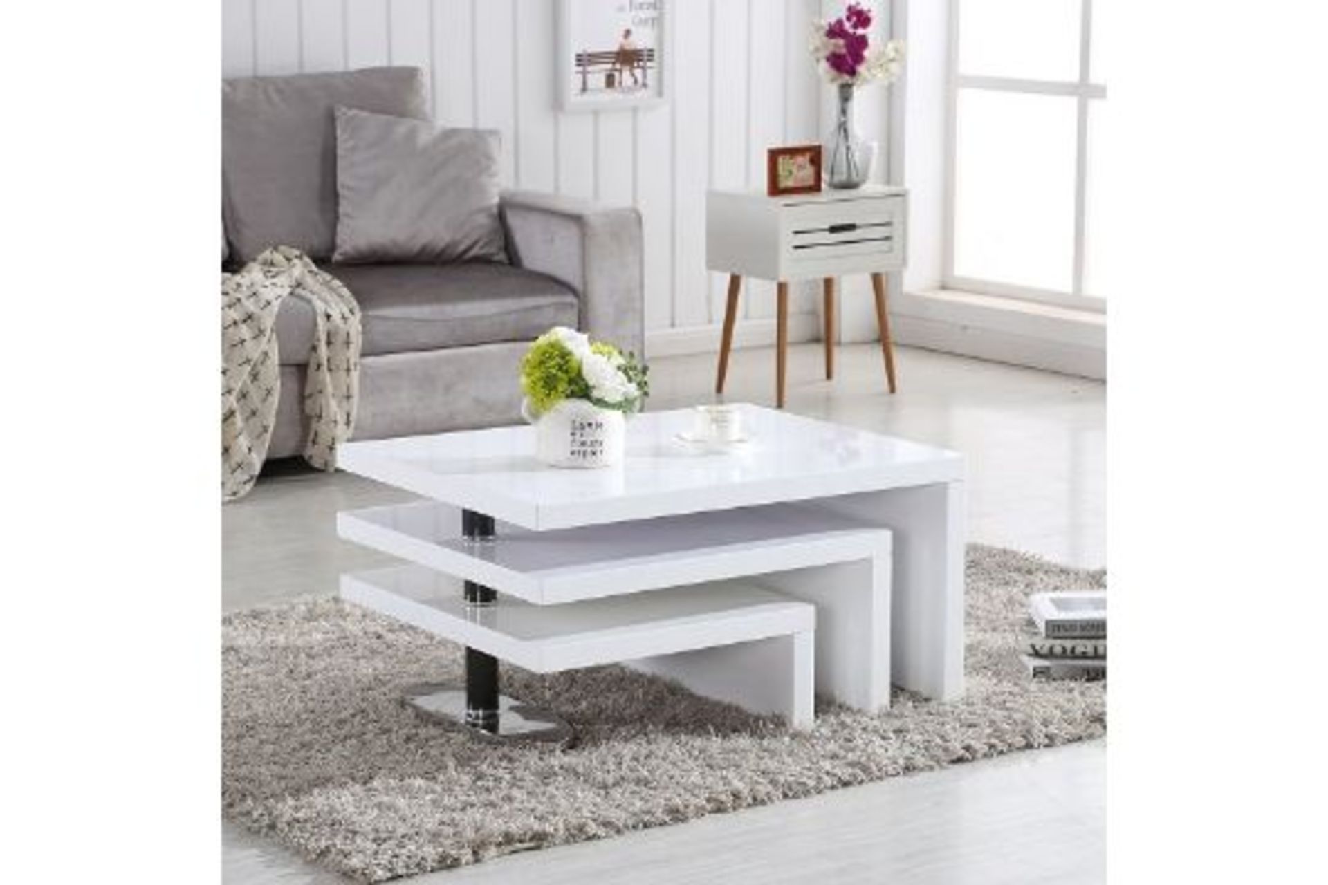 Boxed Design High Gloss White Coffee Table RRP £350 (Pictures Are For Illustration Purposes Only) (